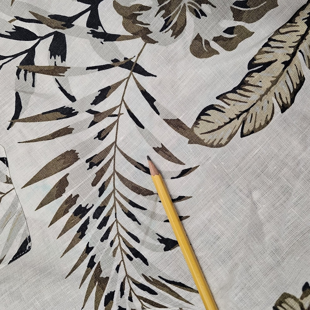 C&C California 100% Linen Pull On Ivory Floral Tropical Beach Pants Plus 1X Read - Picture 11 of 14